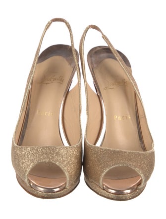 Christian Louboutin Glitter Glitter Accents Slingback Sandals