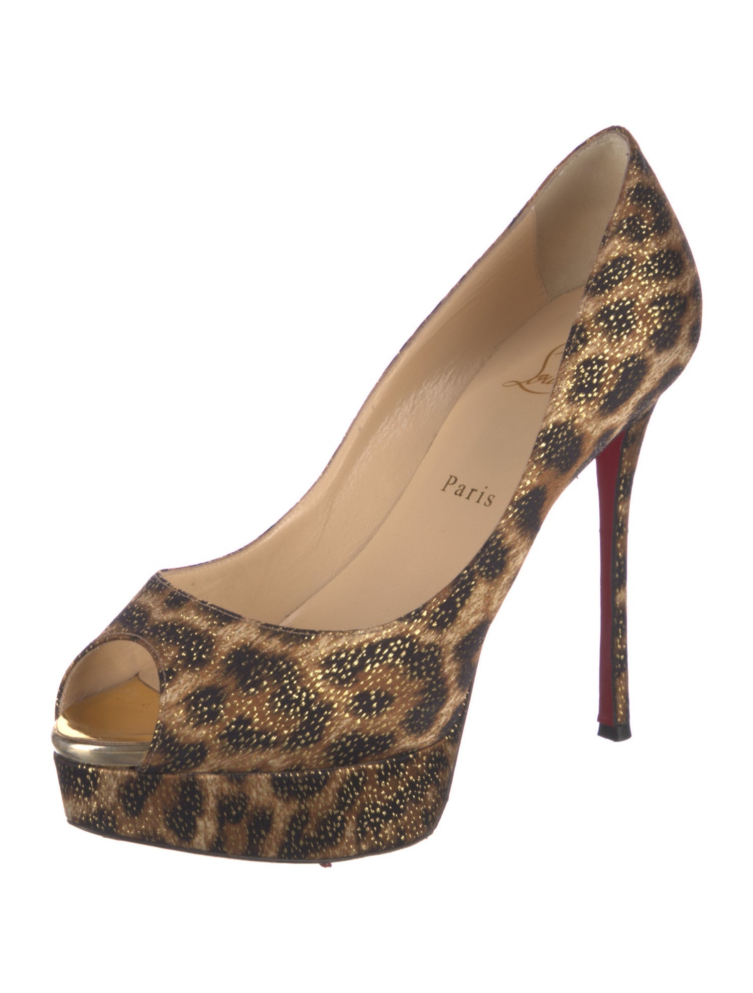 Christian Louboutin Satin Animal Print Pumps