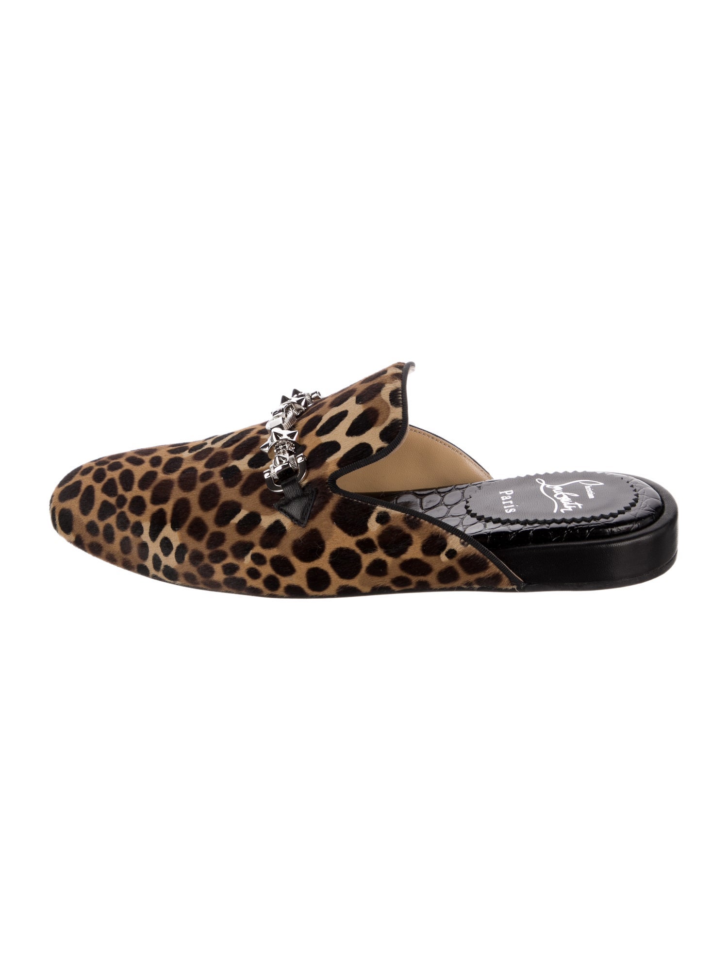 Christian Louboutin Spike Accents Ponyhair Mules