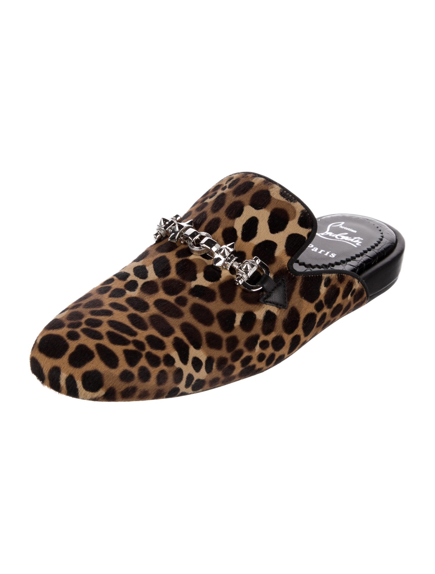 Christian Louboutin Spike Accents Ponyhair Mules