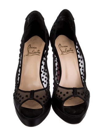 Christian Louboutin Satin Mesh Accents Pumps