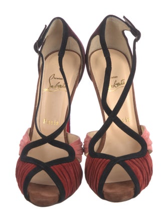 Christian Louboutin Suede Colorblock Pattern Slingback Sandals
