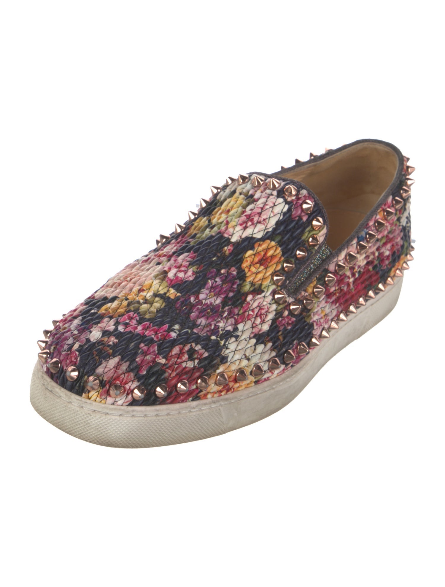 Christian Louboutin Spike Accents Leather Sneakers