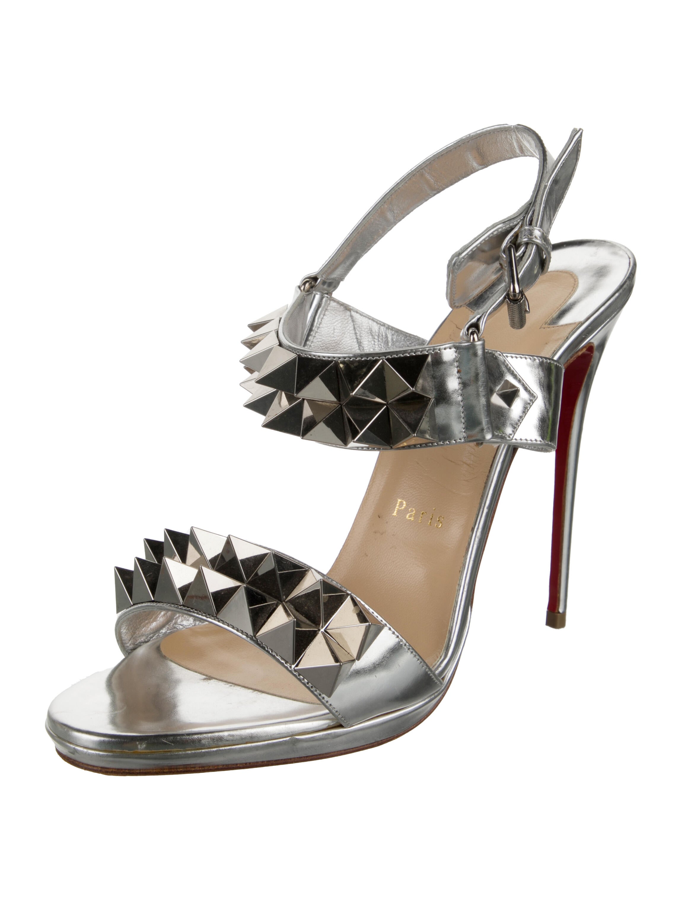 Christian Louboutin Patent Leather Studded Accents Sandals