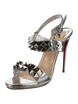Christian Louboutin Patent Leather Studded Accents Sandals