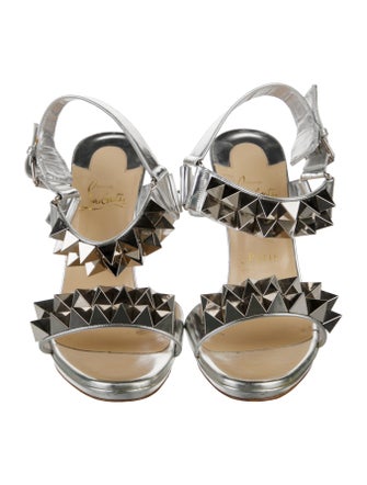 Christian Louboutin Patent Leather Studded Accents Sandals
