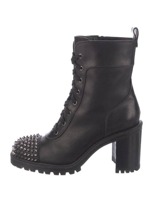 Christian Louboutin Spike Accents Leather Combat Boots
