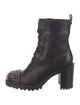 Christian Louboutin Spike Accents Leather Combat Boots