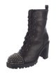 Christian Louboutin Spike Accents Leather Combat Boots