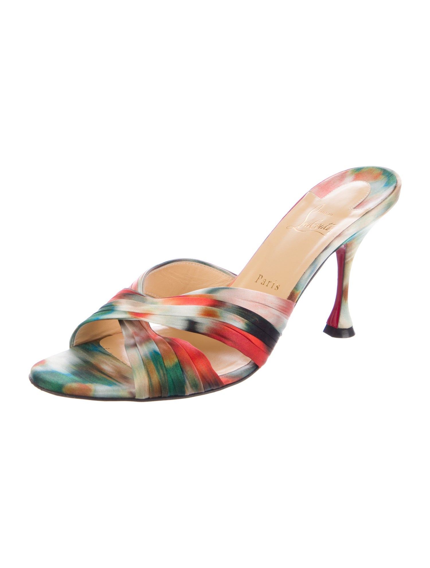 Christian Louboutin Printed Pleated Accents Slides