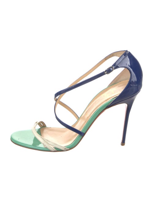 Christian Louboutin Patent Leather Colorblock Pattern Slingback Sandals