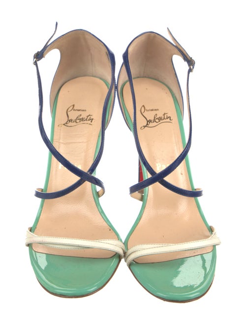 Christian Louboutin Patent Leather Colorblock Pattern Slingback Sandals