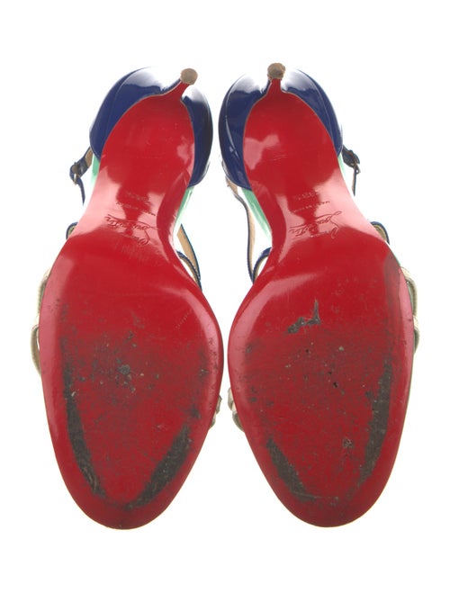 Christian Louboutin Patent Leather Colorblock Pattern Slingback Sandals