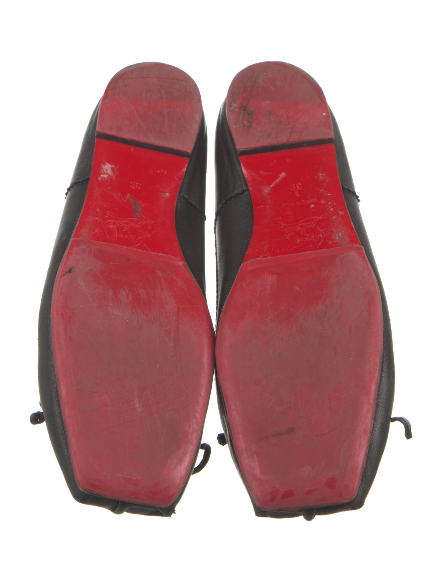 Christian Louboutin Leather Bow Accents Ballet Flats