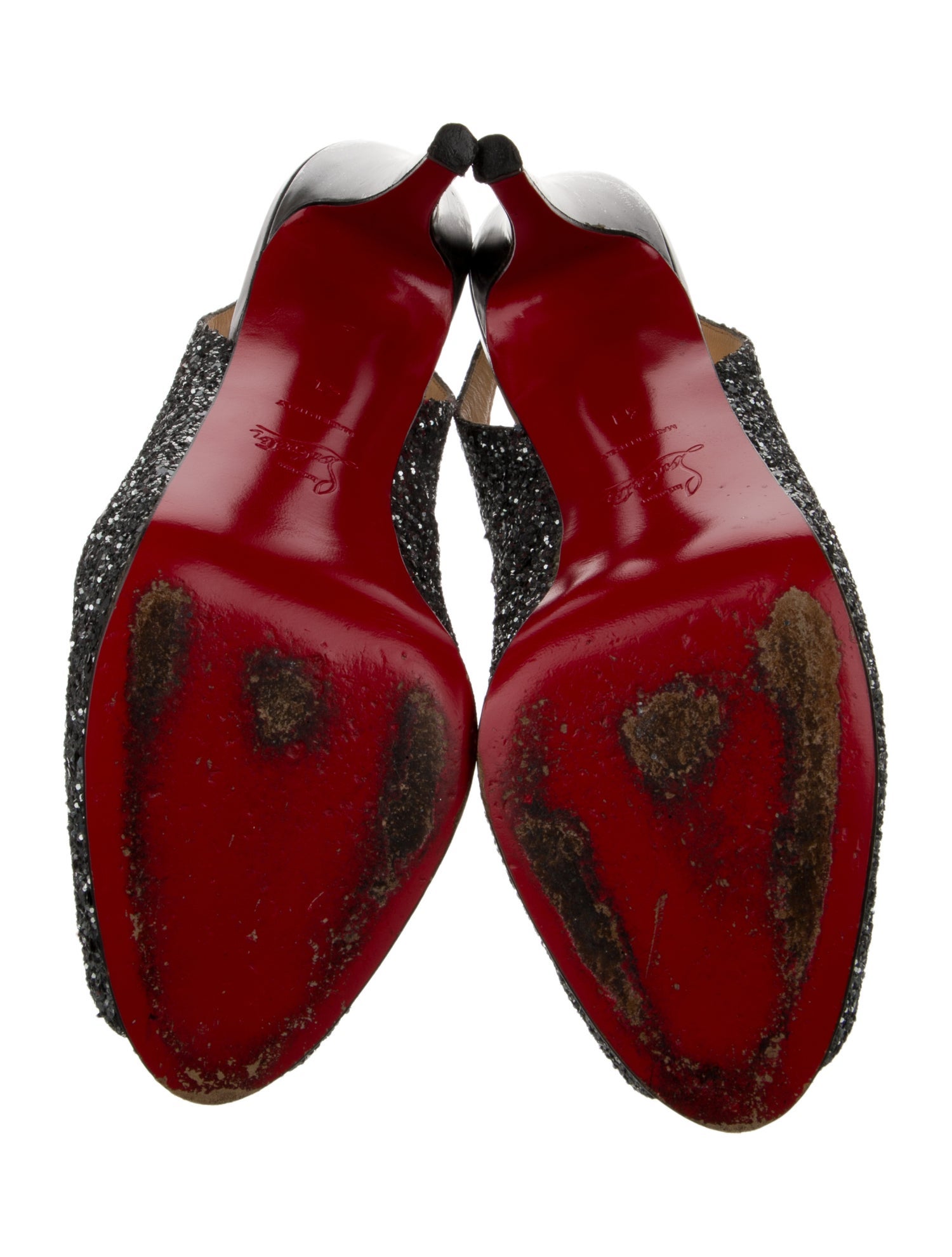 Christian Louboutin Glitter Glitter Accents Slingback Pumps