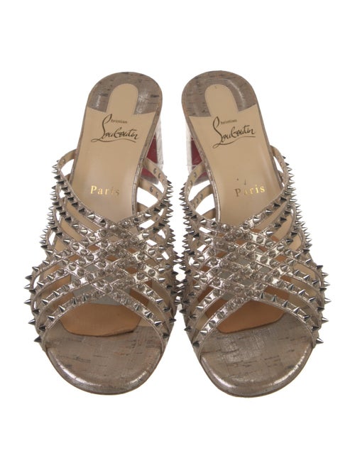 Christian Louboutin Spike Accents Leather Slides