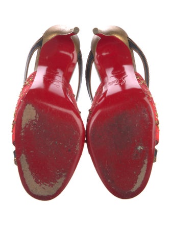 Christian Louboutin Satin Printed Mules