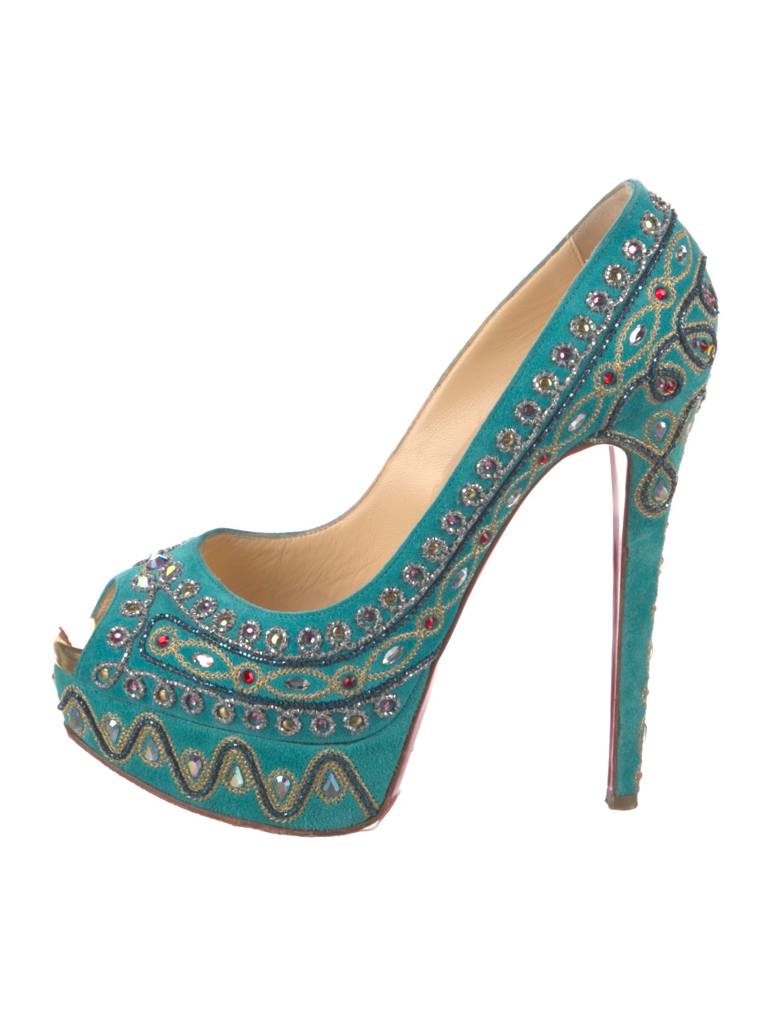 Christian Louboutin Suede Printed Pumps