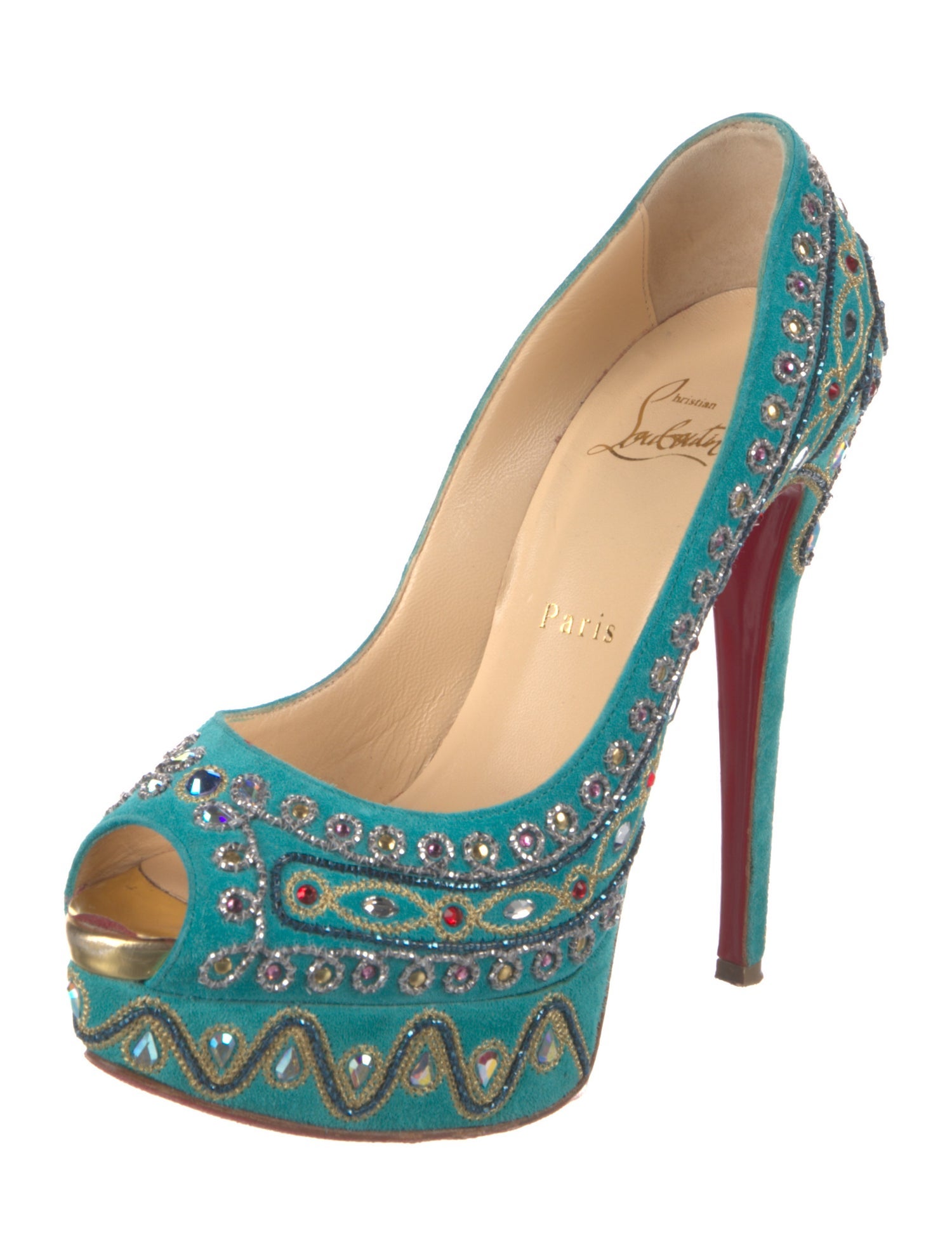 Christian Louboutin Suede Printed Pumps