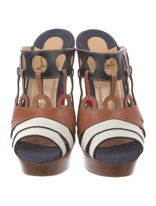 Christian Louboutin Leather Colorblock Pattern Slides