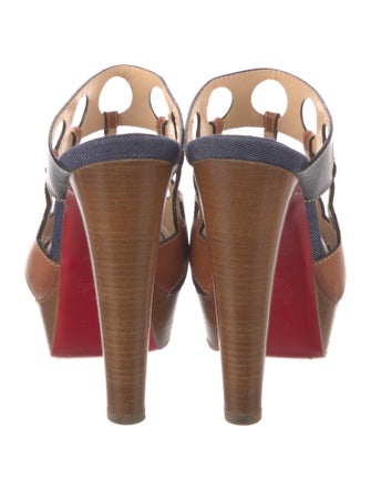 Christian Louboutin Leather Colorblock Pattern Slides