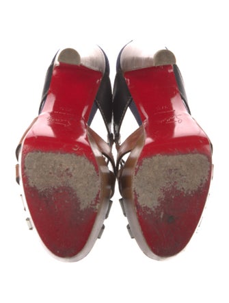 Christian Louboutin Leather Colorblock Pattern Slides