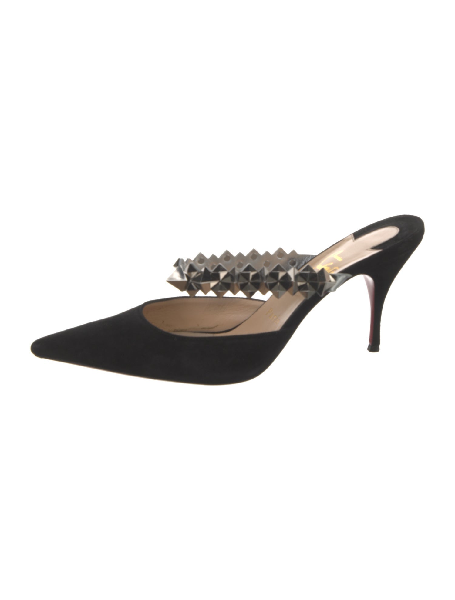 Christian Louboutin Spike Accents Suede Mules