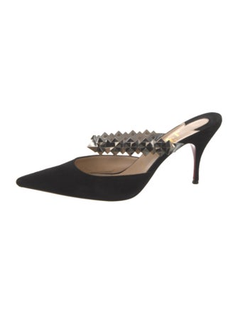 Christian Louboutin Spike Accents Suede Mules