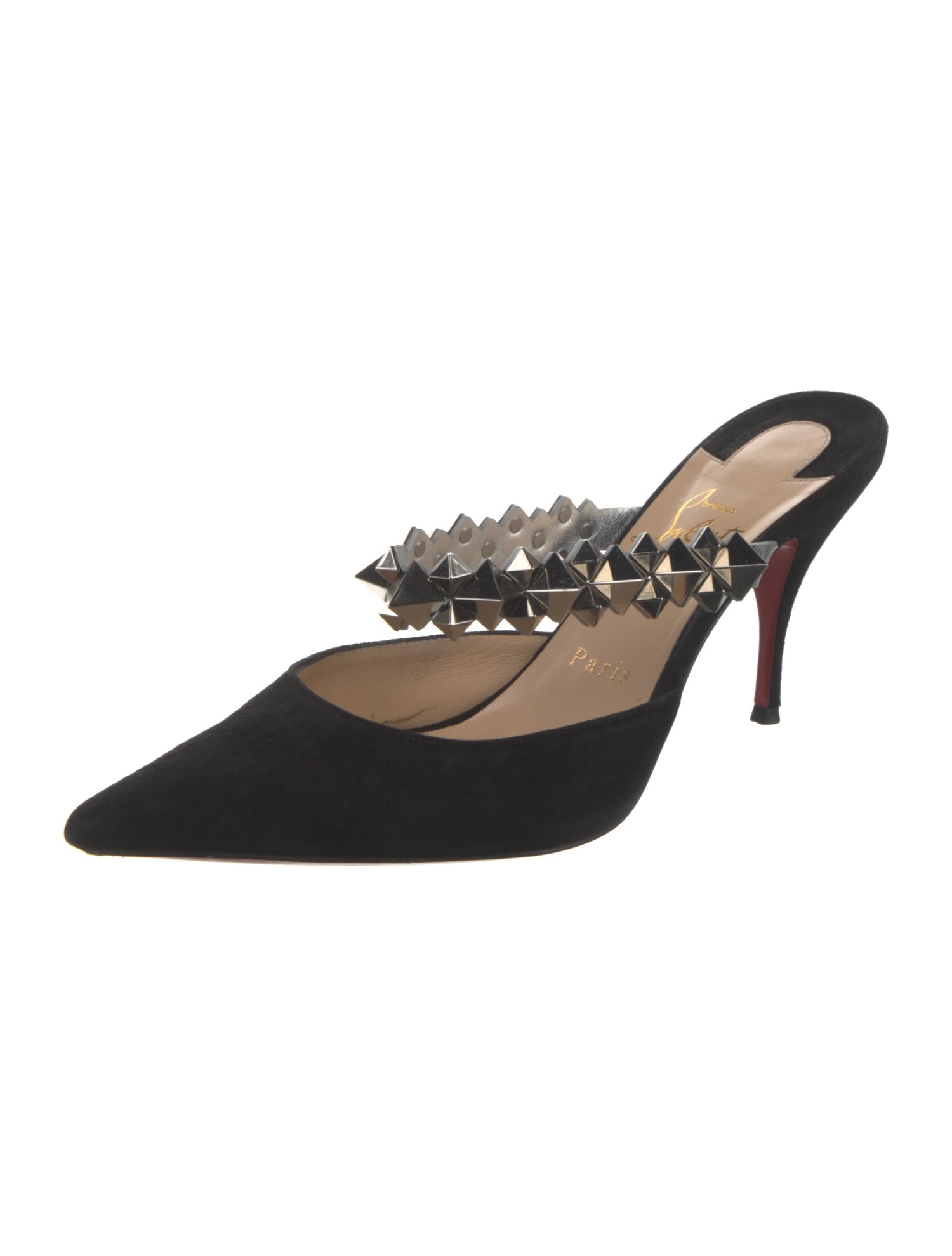 Christian Louboutin Spike Accents Suede Mules