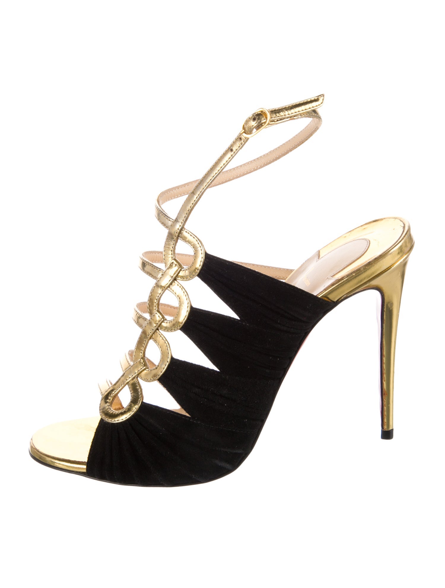 Christian Louboutin Suede Colorblock Pattern Gladiator Sandals