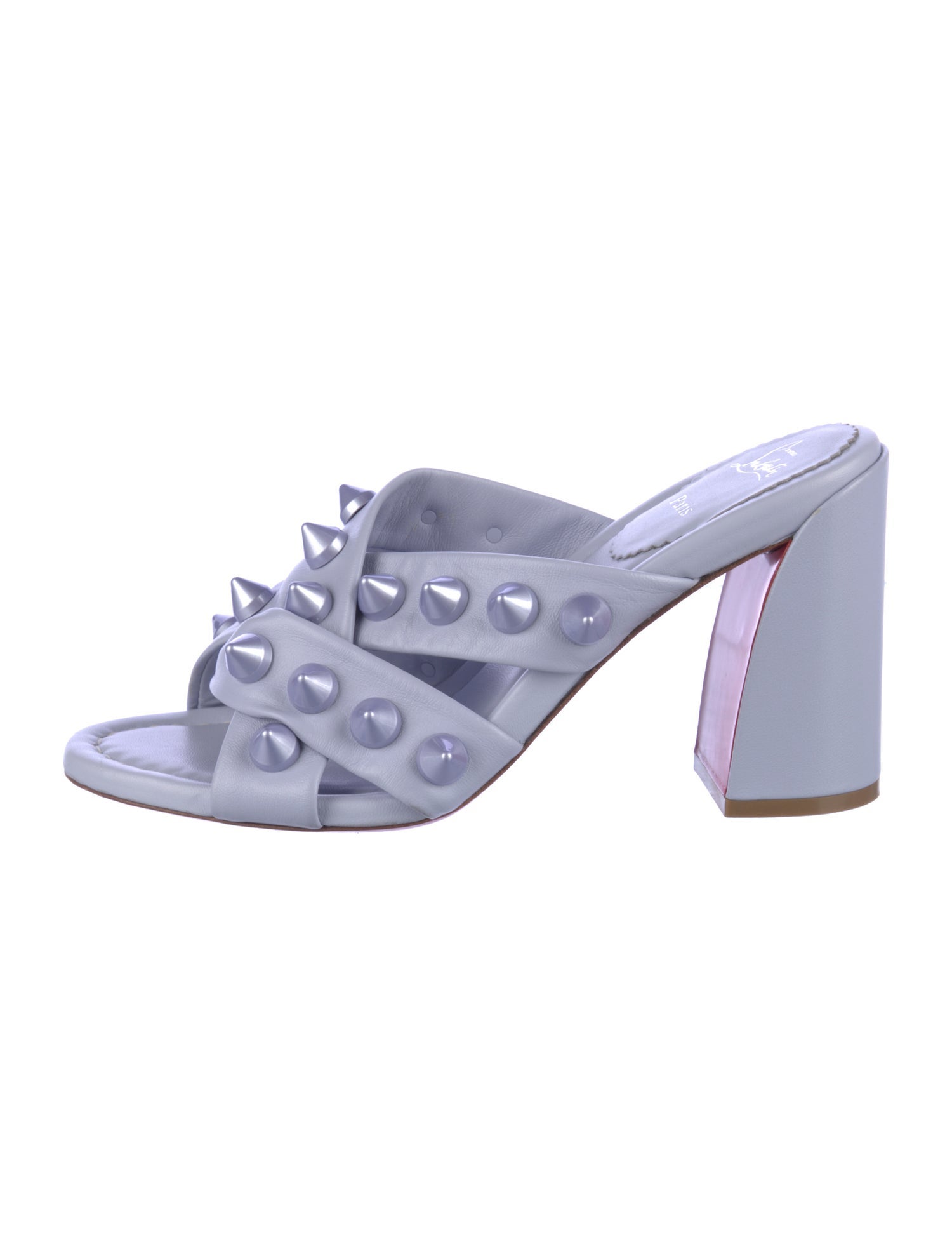 Christian Louboutin Spike Accents Leather Slides