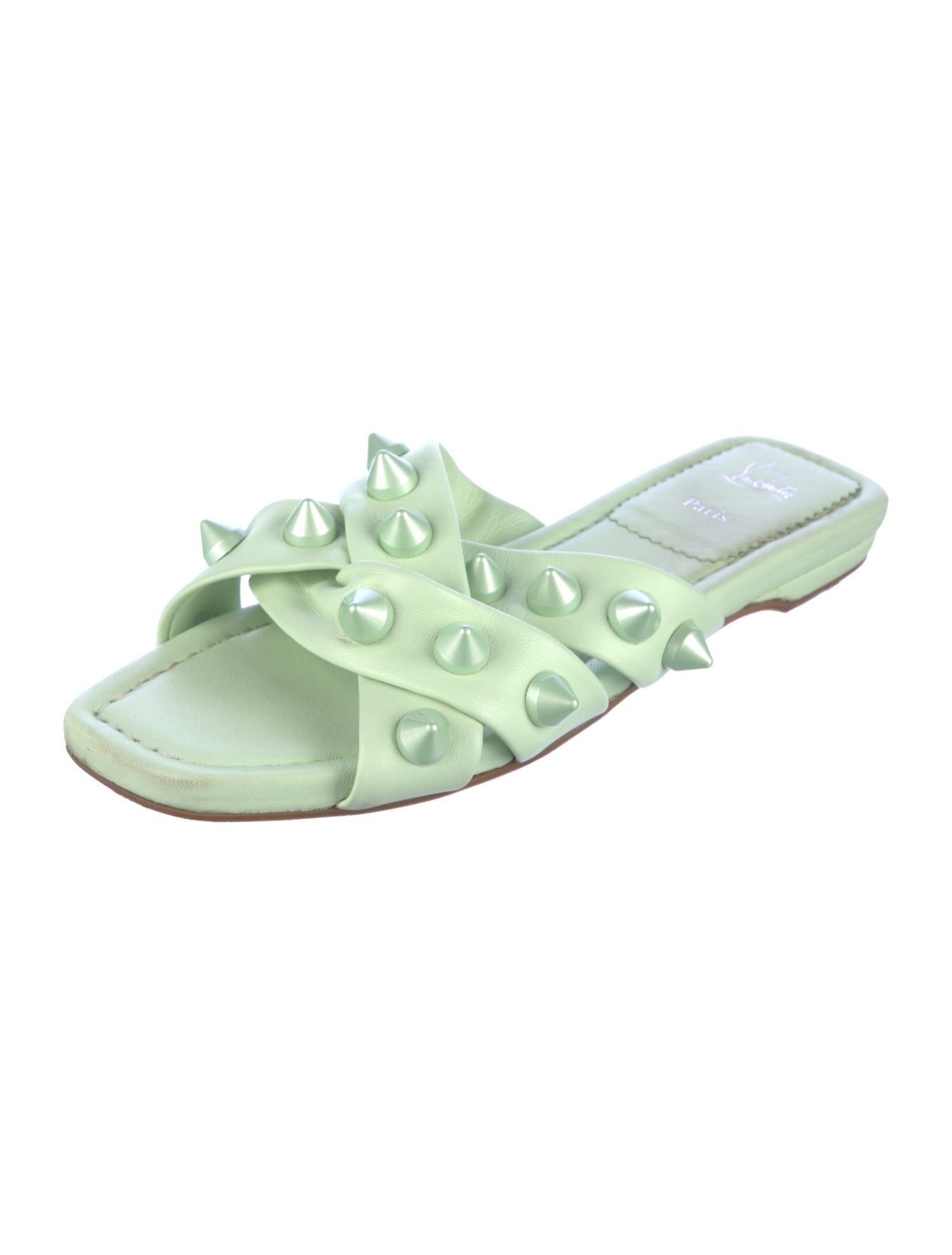 Christian Louboutin Spike Accents Leather Slides