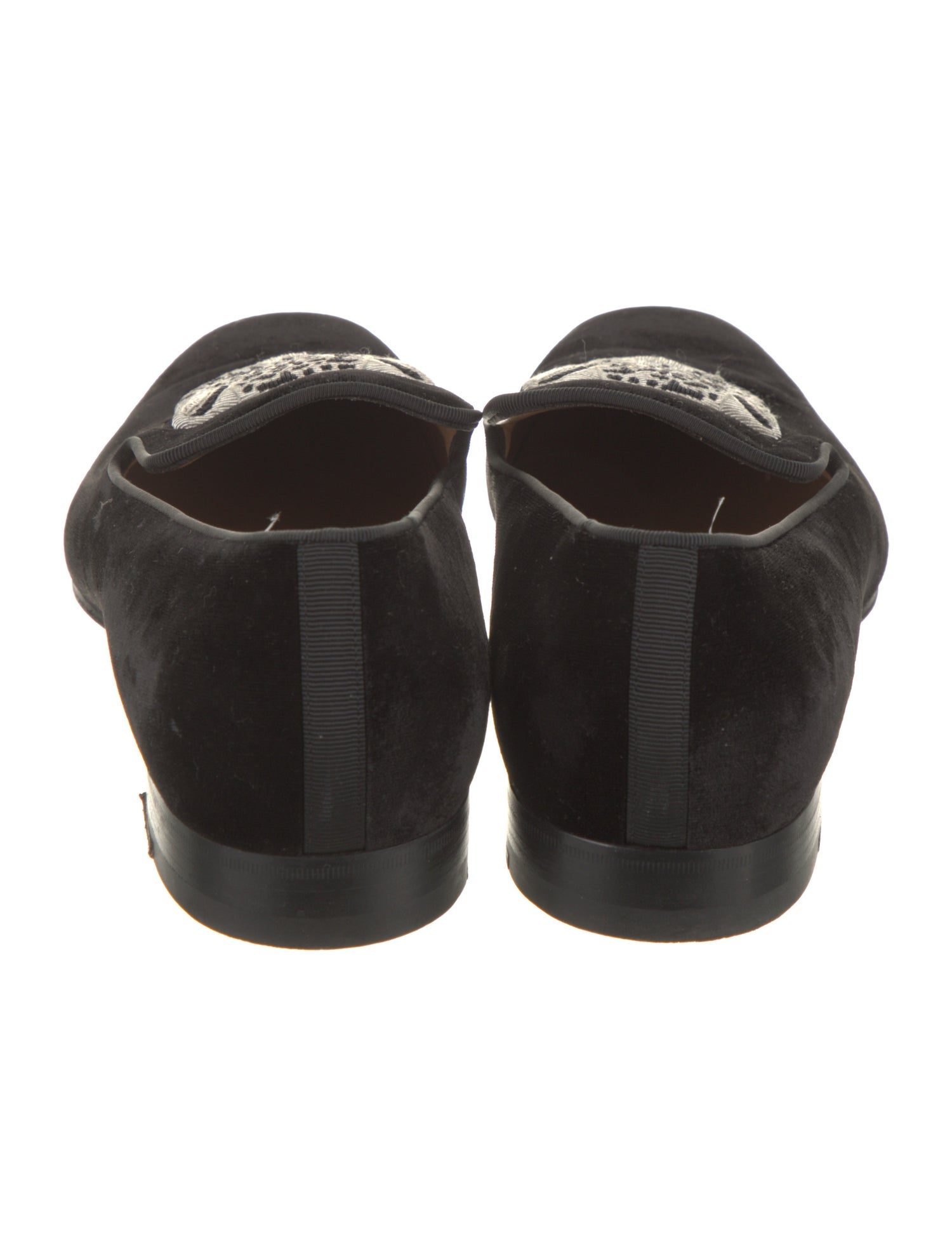 Christian Louboutin Velvet Embroidered Accent Loafers