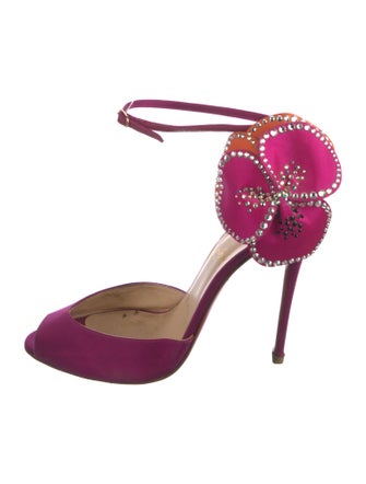 Christian Louboutin Satin Crystal Embellishments D'Orsay Pumps