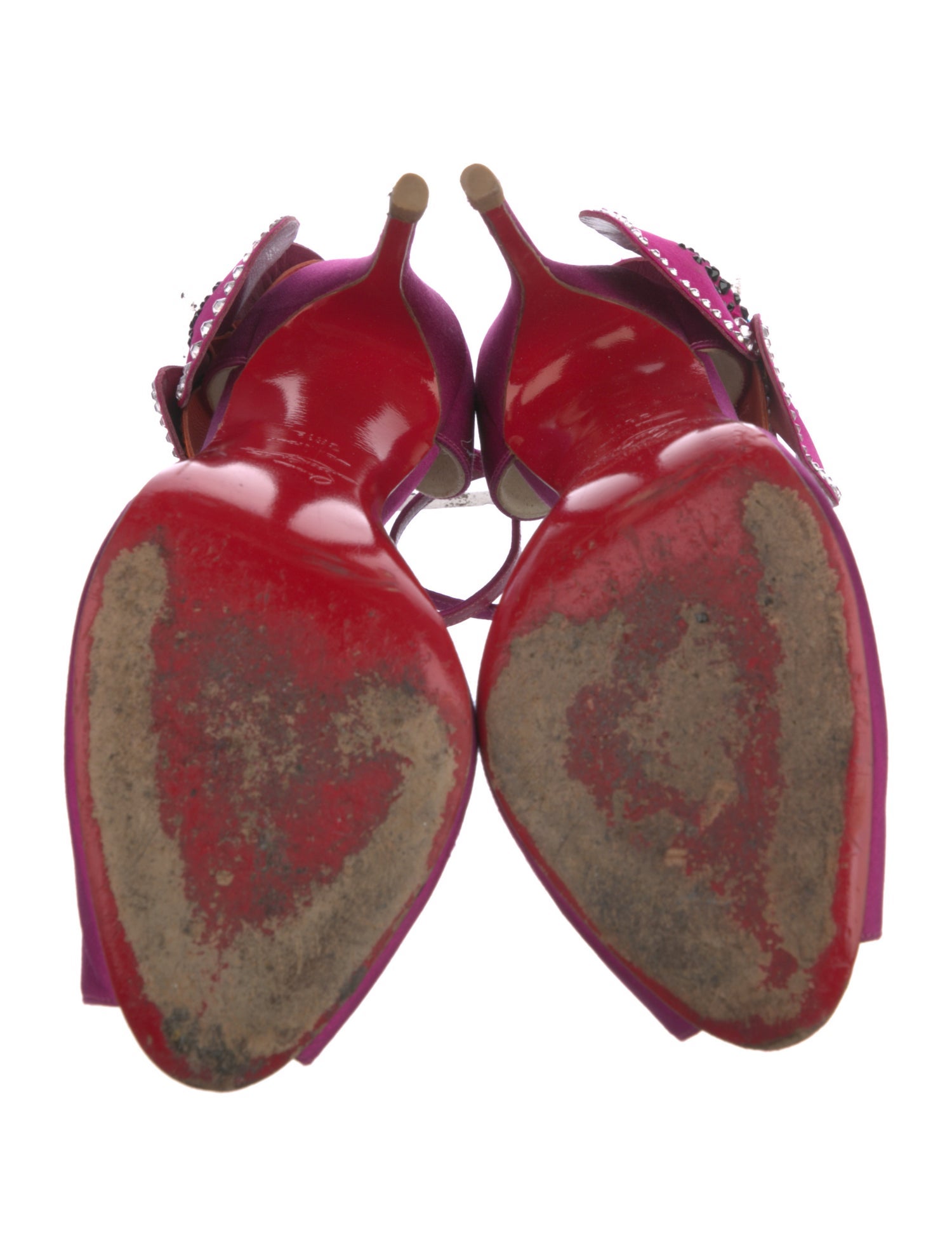 Christian Louboutin Satin Crystal Embellishments D'Orsay Pumps