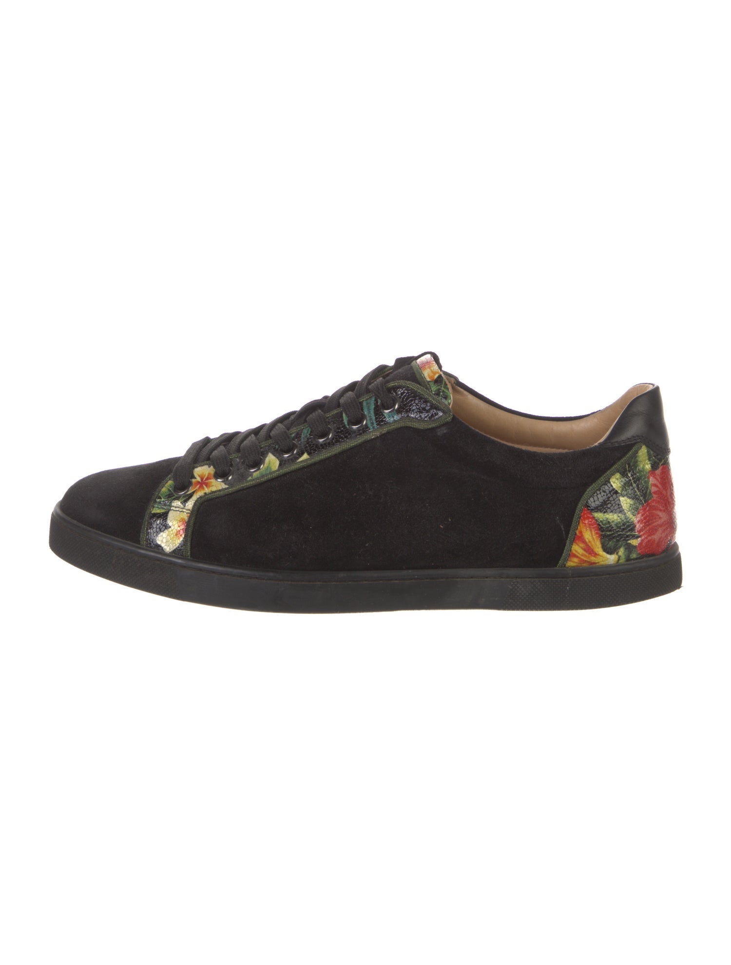 Christian Louboutin Suede Floral Print Sneakers
