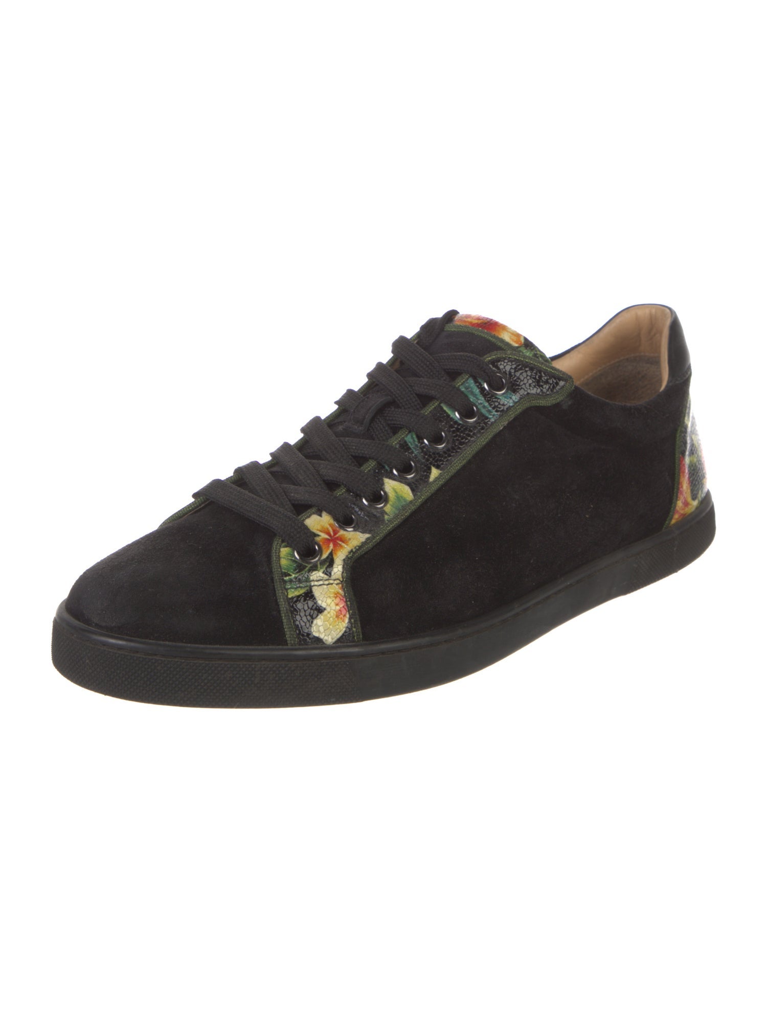 Christian Louboutin Suede Floral Print Sneakers