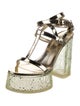 Christian Louboutin Patent Leather Crystal Embellishments T-Strap Sandals
