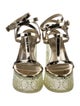 Christian Louboutin Patent Leather Crystal Embellishments T-Strap Sandals