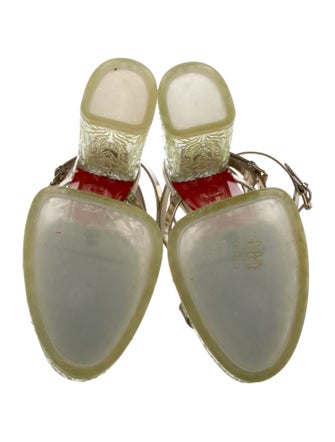 Christian Louboutin Patent Leather Crystal Embellishments T-Strap Sandals