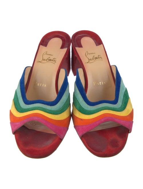 Christian Louboutin Suede Colorblock Pattern Slides