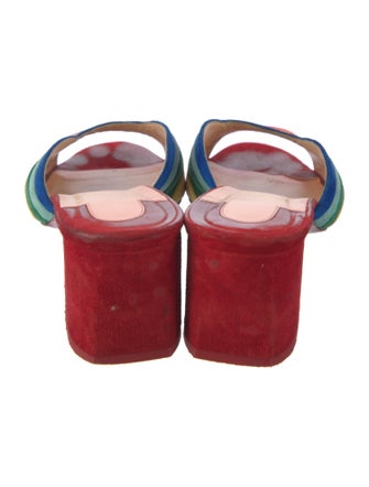 Christian Louboutin Suede Colorblock Pattern Slides
