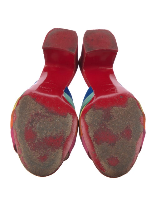 Christian Louboutin Suede Colorblock Pattern Slides