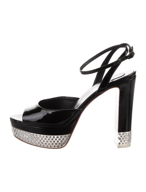 Christian Louboutin Leather Crystal Embellishments Slingback Pumps