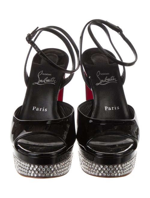 Christian Louboutin Leather Crystal Embellishments Slingback Pumps