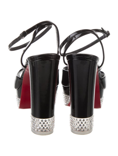 Christian Louboutin Leather Crystal Embellishments Slingback Pumps