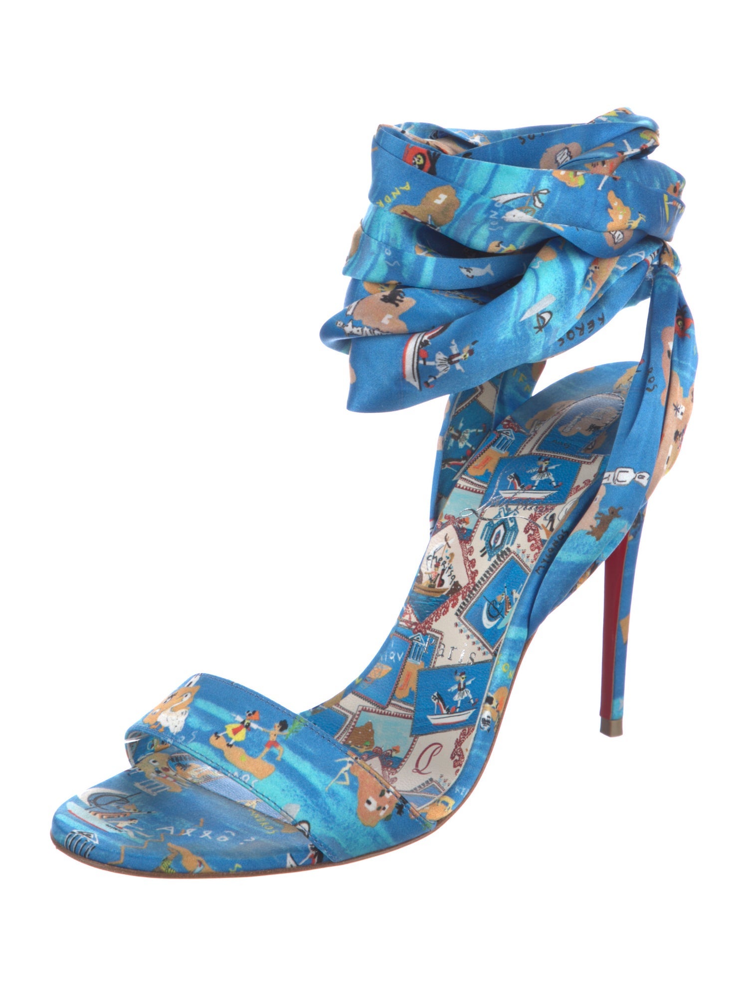 Christian Louboutin Satin Printed Sandals