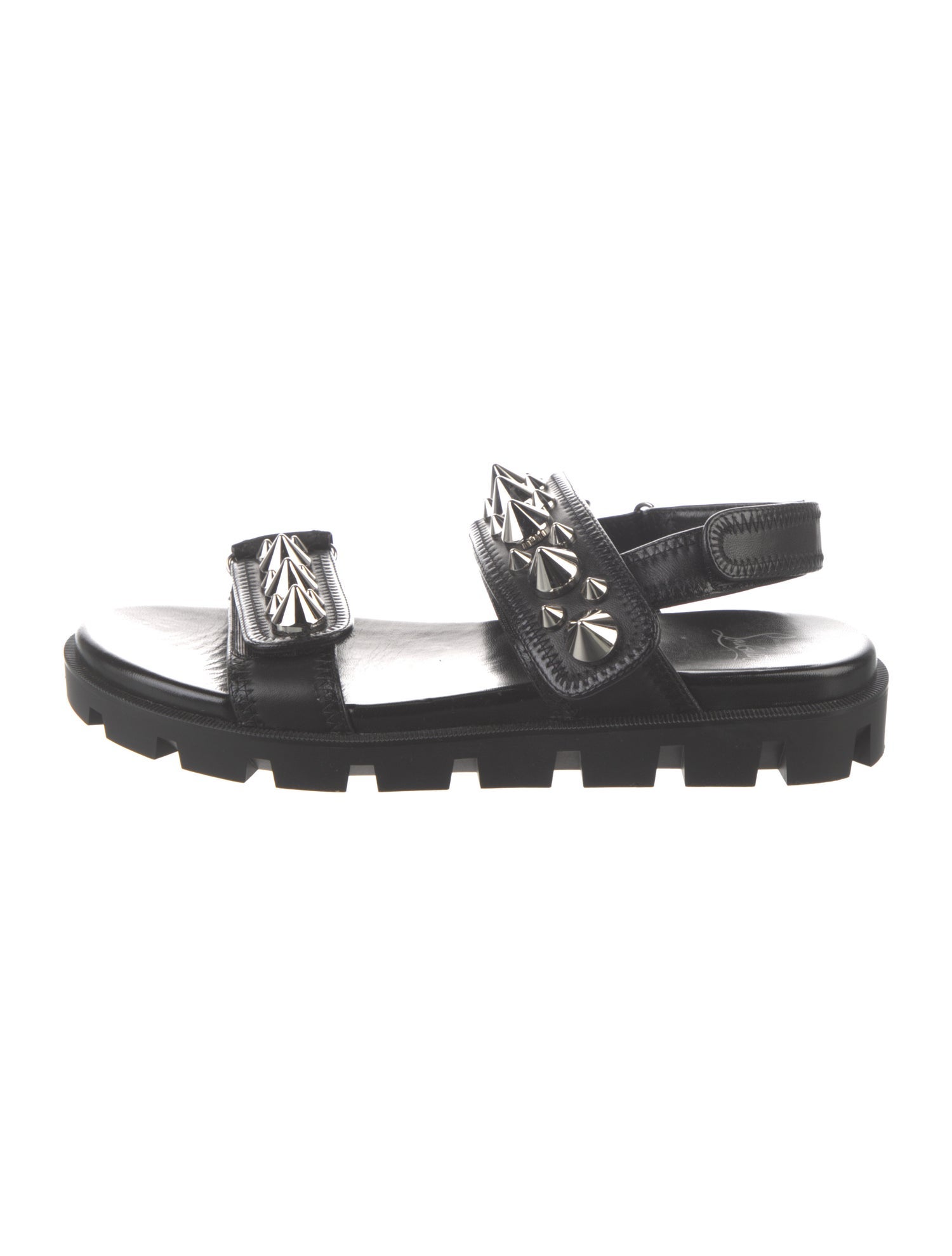 Christian Louboutin Spike Accents Leather Slides