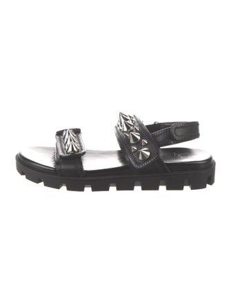 Christian Louboutin Spike Accents Leather Slides
