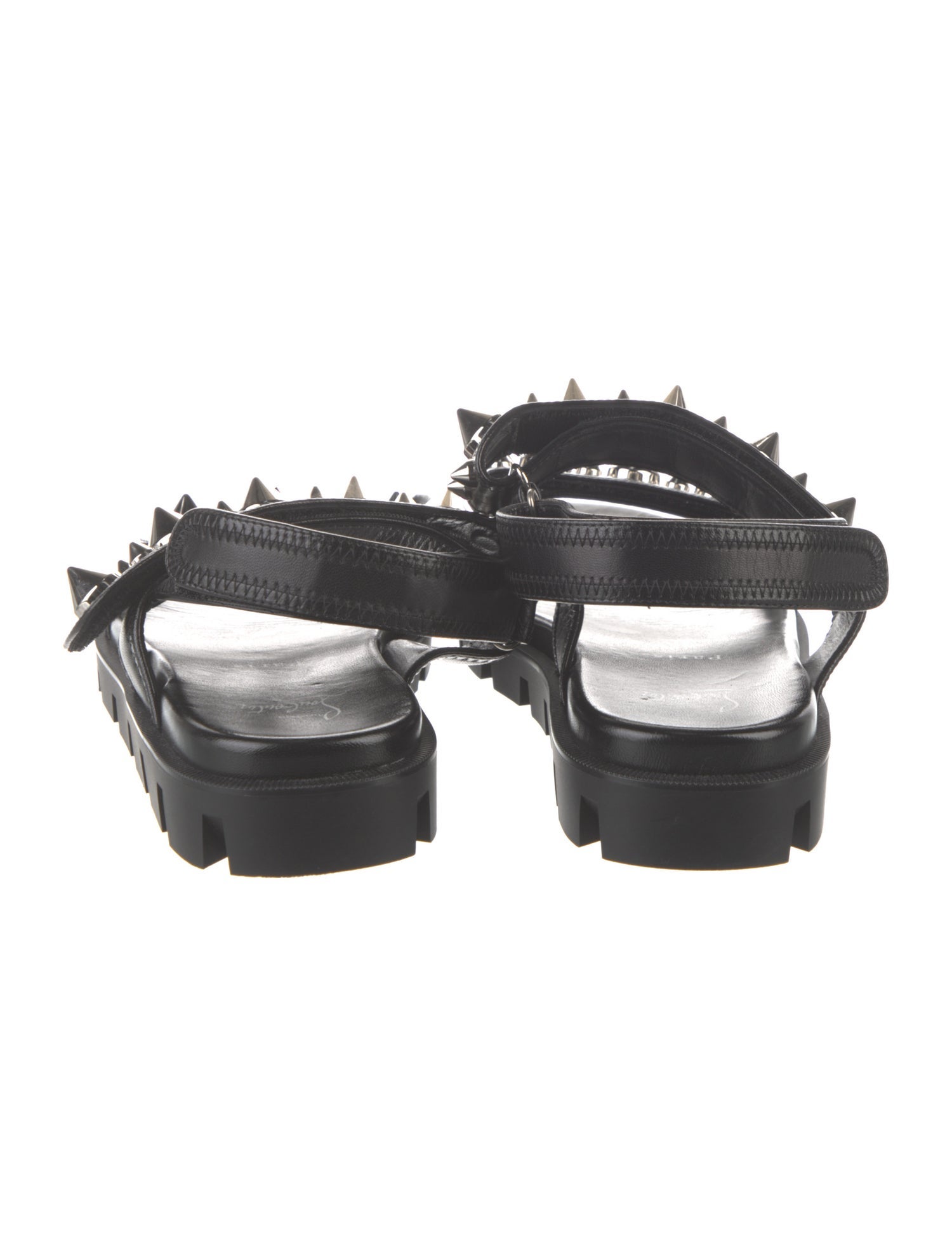 Christian Louboutin Spike Accents Leather Slides